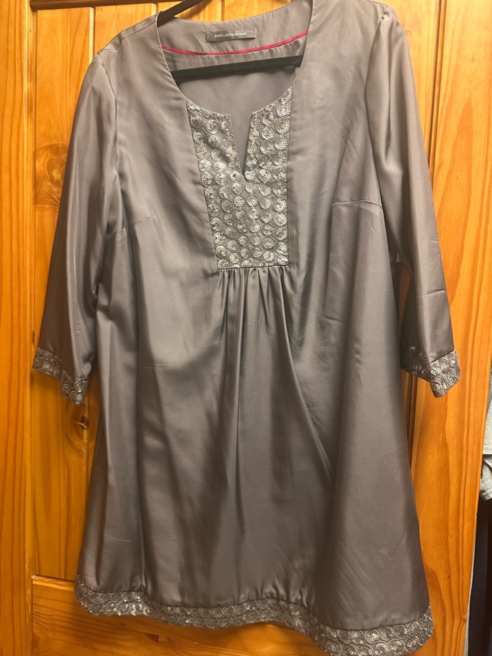 Boden Metallic Silver/Grey Silk Limited Edition Dress